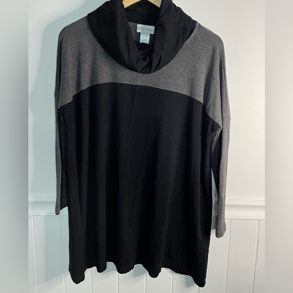 Soft Surroundings Cowlneck Colorblock Sweatshirt Oversized Small-Medium A61